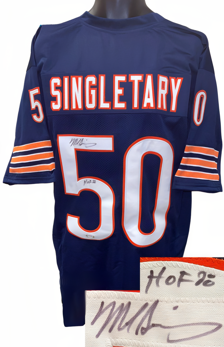 Mike Singletary Signed Chicago Navy Tb Custom Stitched Pro Style Football Jersey #50 Hof 98 Xl  Psa #Ag71762