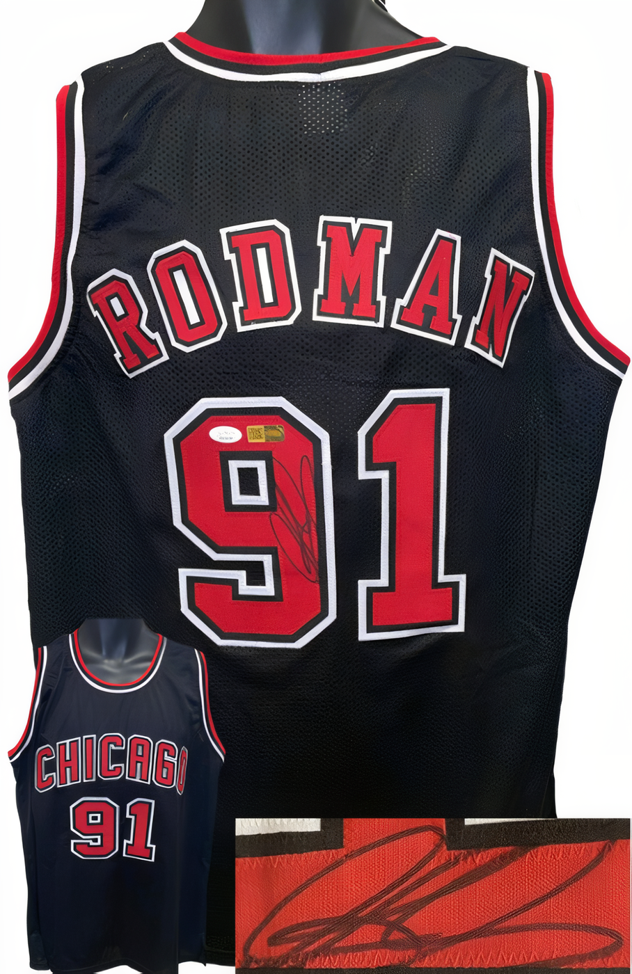Dennis Rodman Signed Chicago Black Tb Custom Stitched Pro Basketball Jersey  Jsa Witnessed