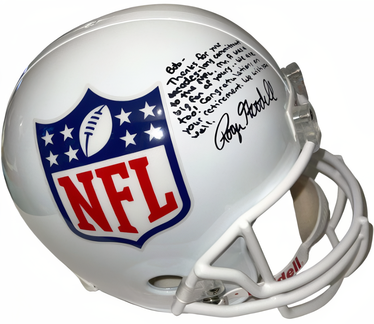 Roger Goodell Signed Riddell Full Size Nfl Logo Rep Helmet To: Bob/7 Line Insc  Beckett Review