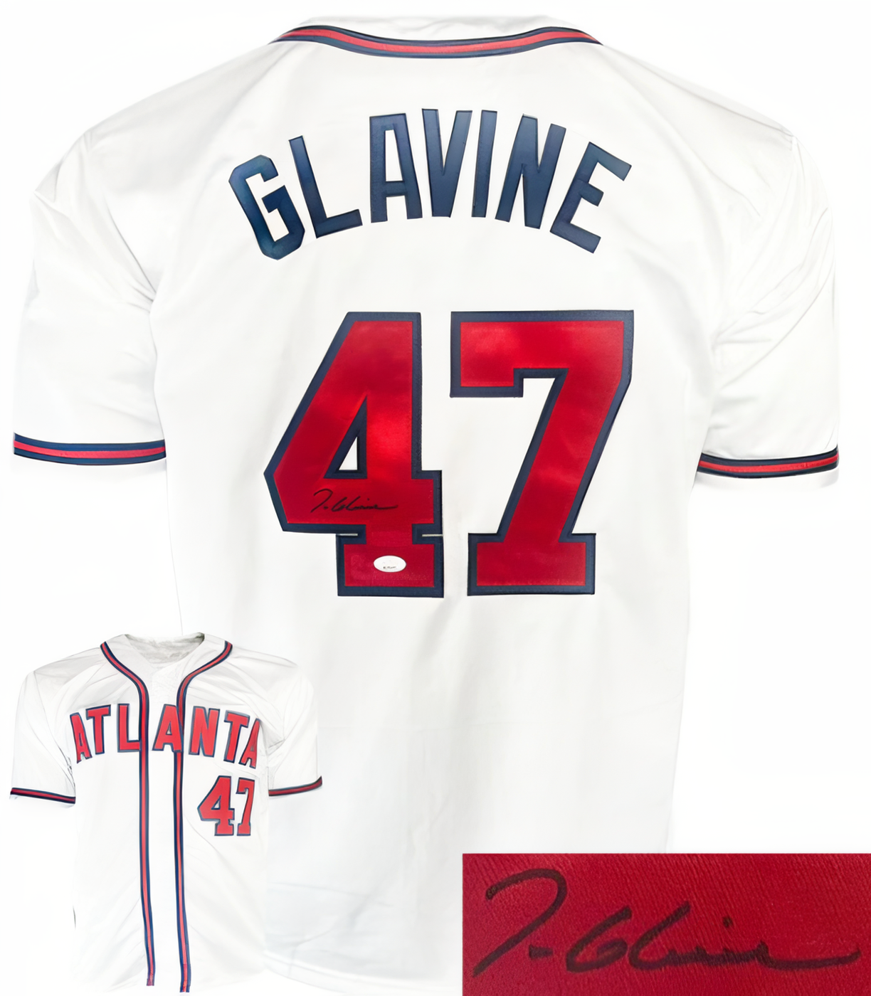 Tom Glavine Signed Atlanta White Custom Stitched Baseball Jersey Xl  Jsa Witnessed