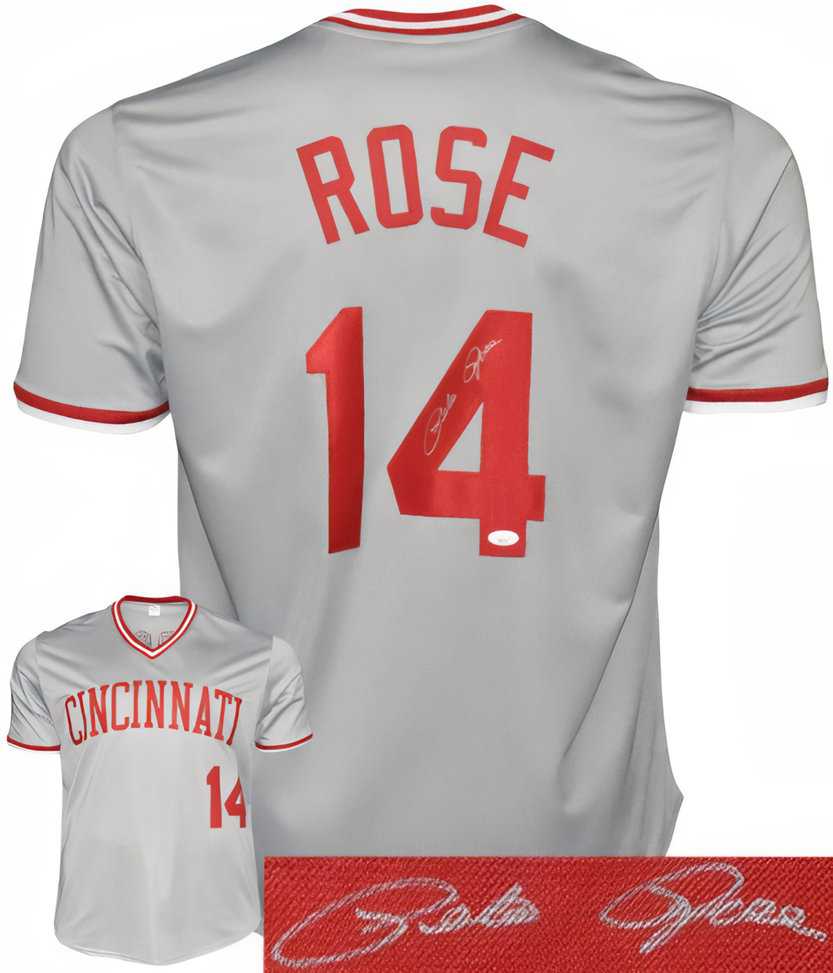 Pete Rose Signed Cincinnati Gray Tb Custom Stitched Pro Baseball Jersey Xl  Jsa Witnessed