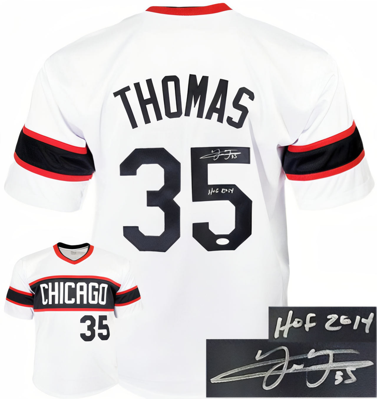 Frank Thomas Signed Chicago White Tb Custom Stitched Pro Baseball Jersey Hof 2014 Xl  Jsa Witnessed