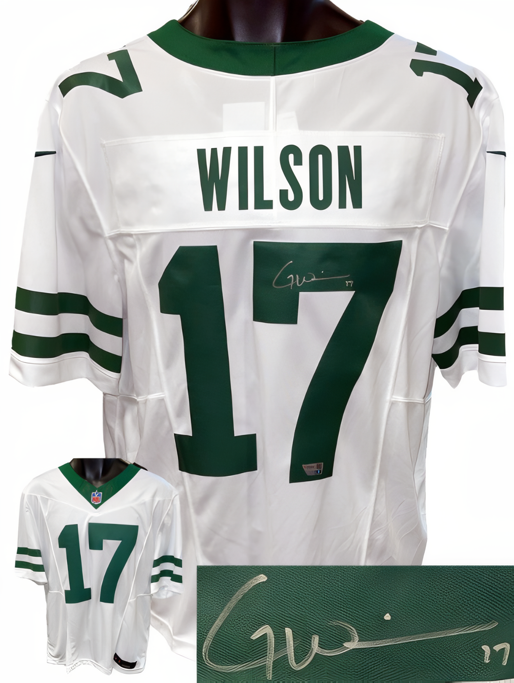 Garrett Wilson Signed New York Jets White Nfl Nike Game Jersey #17 Xl  Fanatics #Nb38109277