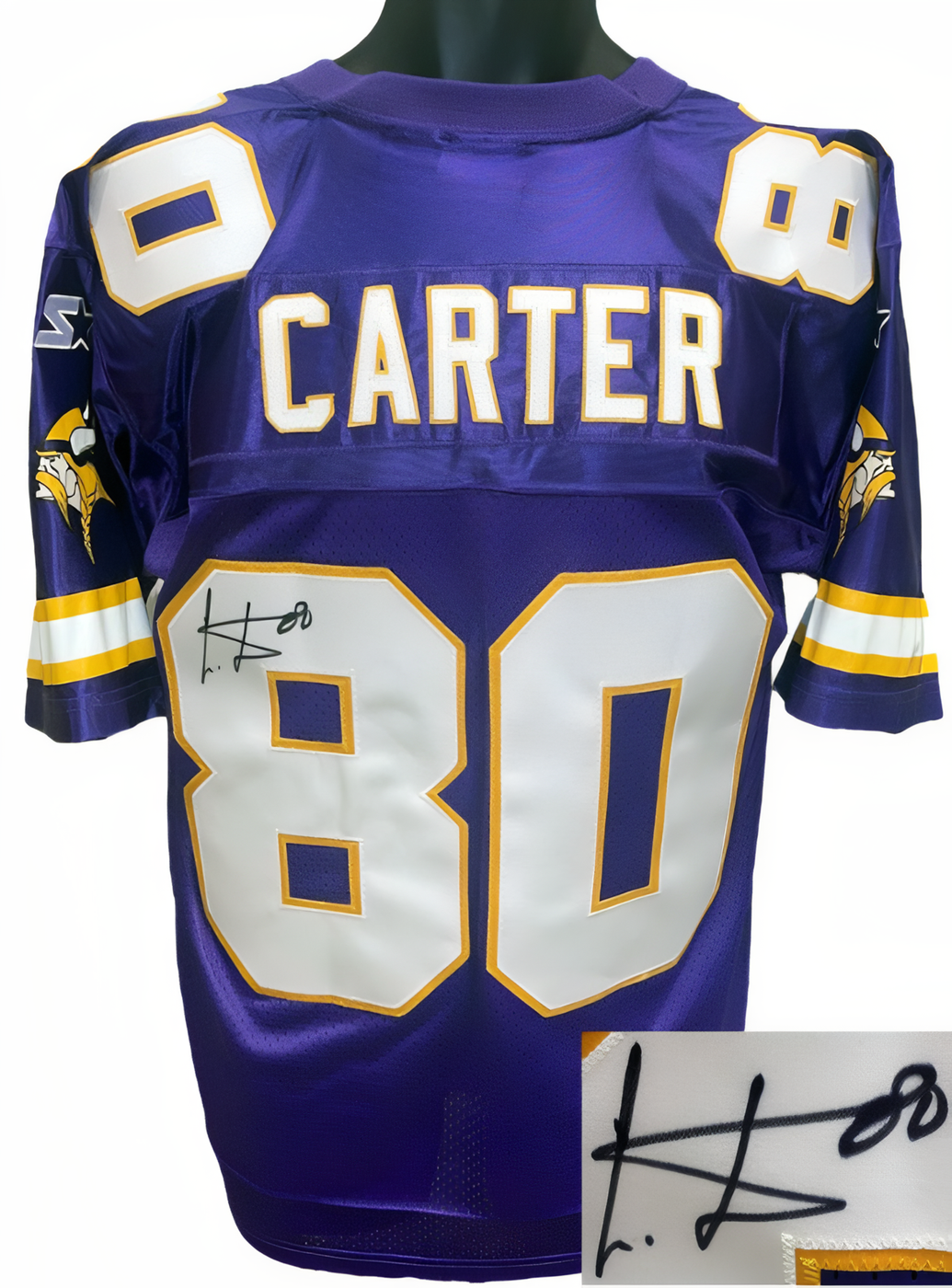 Cris/Chris Carter Signed Minnesota Vikings Purple Official Starter Tb Nfl Authentic Jersey #80 Beckett Rev/Coa