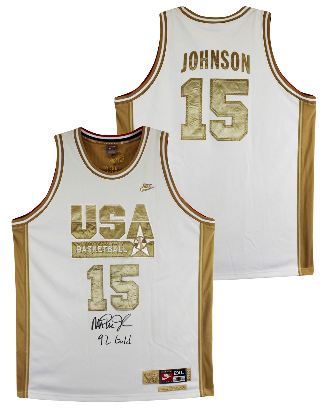 ウェア Nike USA Basketball JOHNSON 15 Magic Johnson #15 USA Basketball Jersey Nike Olympic Dream Team