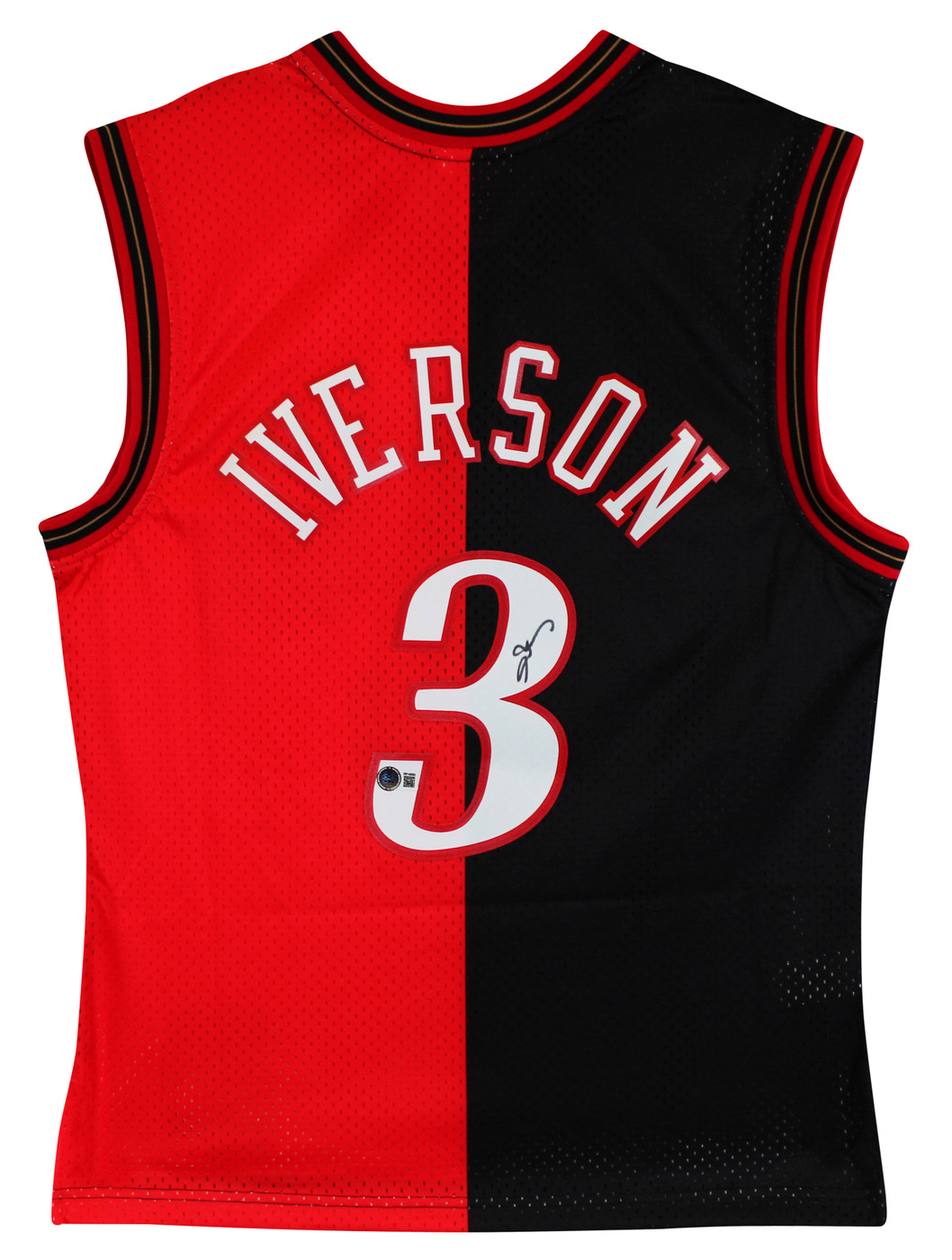 76ers Allen Iverson Signed Red & Black M&N 2000-01 HWC Swingman