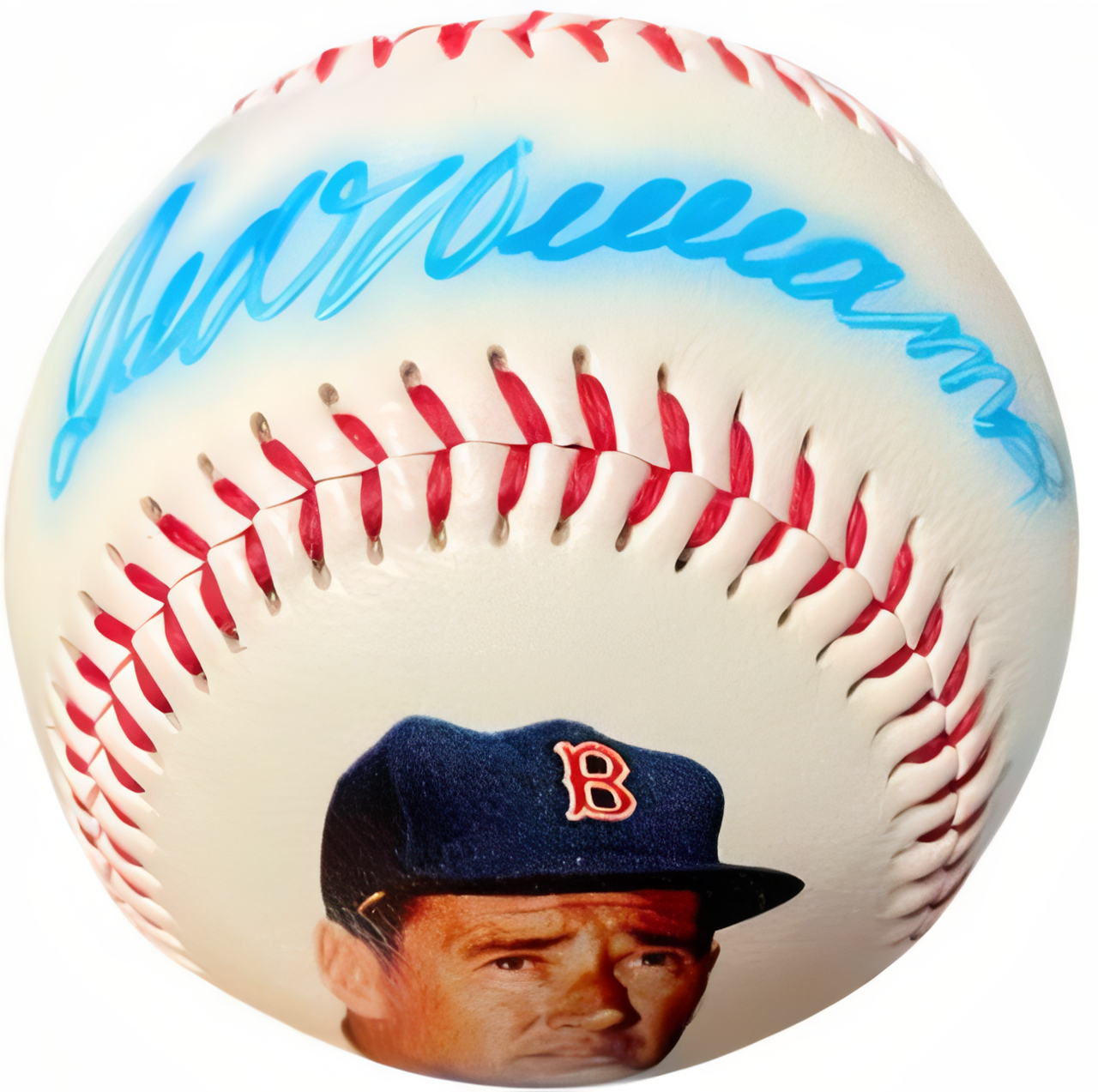Ted Williams Signed Fotoball Usa Mlb Baseball  /1000  Coa (Bleed Sig/Boston Red Sox)