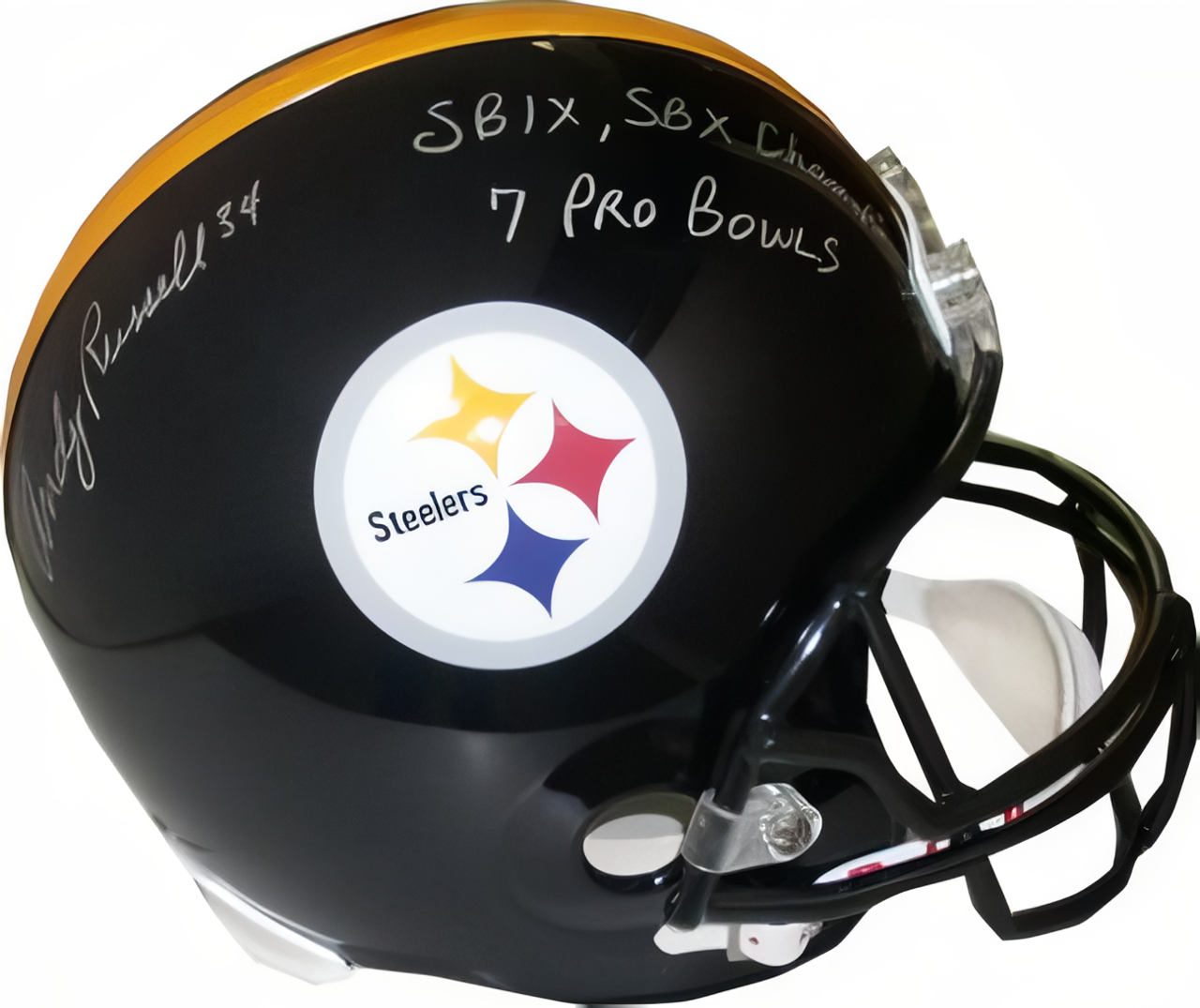 Andy Russell Signed Pittsburgh Steelers Fs Rep Helmet Sb Ix, Sb X Champs & 7 Pro Bowls  Jsa Hologram
