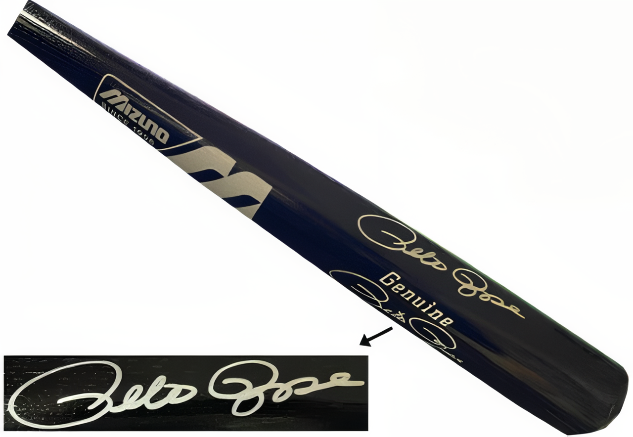 Pete Rose Signed Mizuno Pr4192 Genuine Game Model Black Bat  Jsa #Ac92238 (Cincinnati Reds/Phillies)
