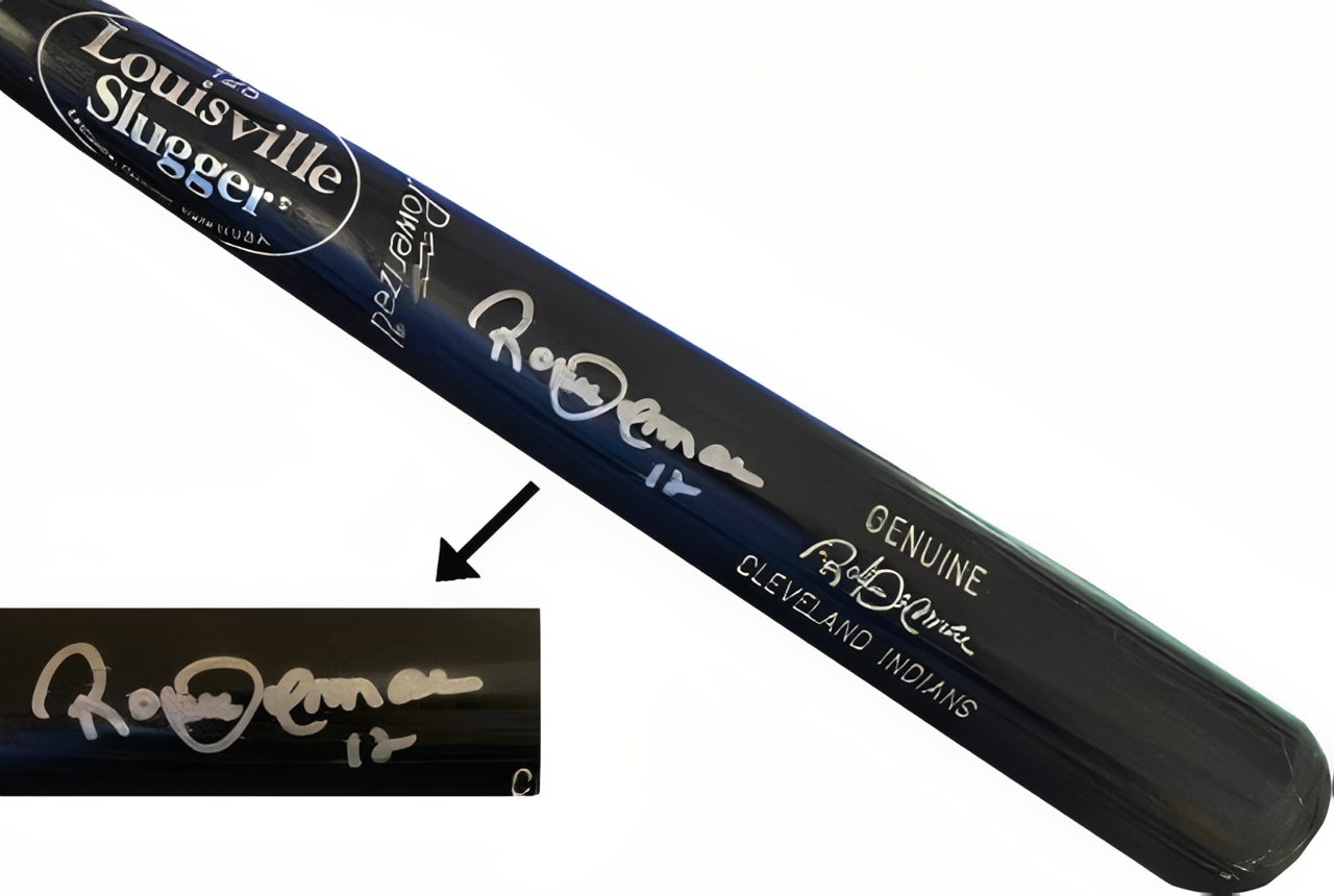 Roberto Alomar Signed Louisville Slugger 125 Genuine Player Model Black Bat #12  Jsa #Ac92242 (Cleveland Indians Engraved)
