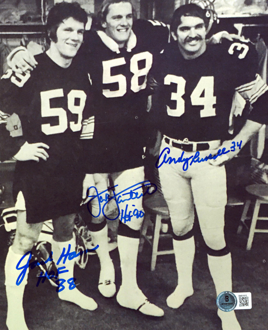 Steelers Andy Russell, Jack Lambert & Jack Ham Signed 8x10 Photo BAS #BM01815