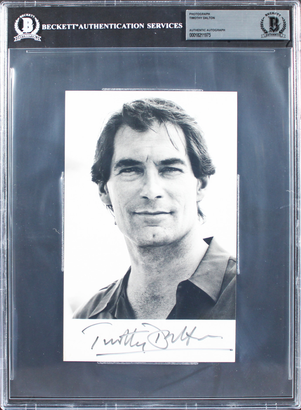 Timothy Dalton James Bond Authentic Signed 5x8 Photo Autographed BAS Slabbed