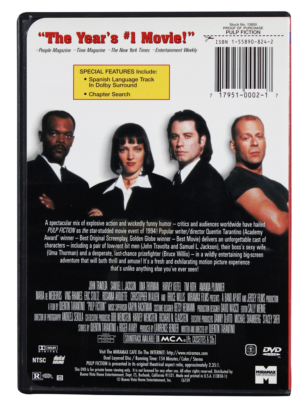 Quentin Tarantino Pulp Fiction Authentic Signed Dvd Cover W/ Disk BAS #BS78307