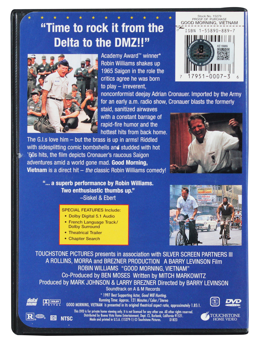 Robin Williams Good Morning Vietnam Signed Dvd Cover W/ Disk BAS #AE16889