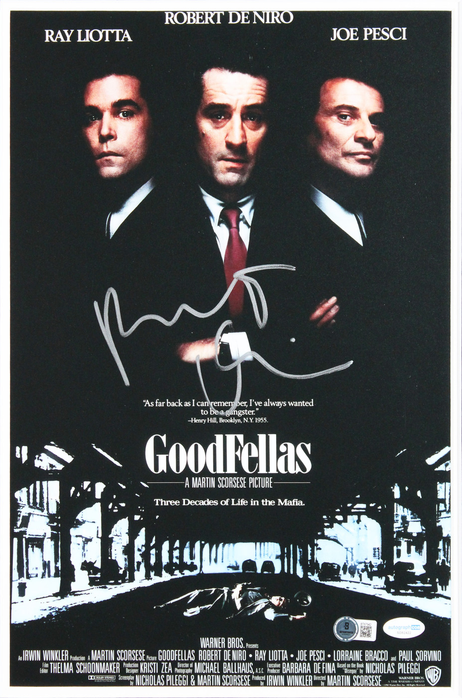 Robert DeNiro Goodfellas Authentic Signed Framed 11x17 MMP Photo BAS #BT67942