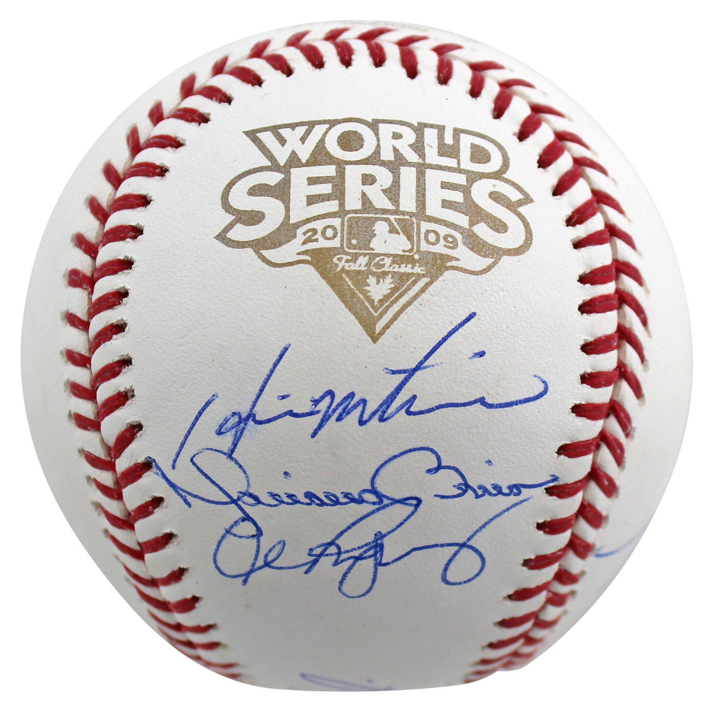 2009 Yankees (9) Jeter Rivera Posada Signed 2009 WS Logo Oml Baseball Steiner 1 Version 1