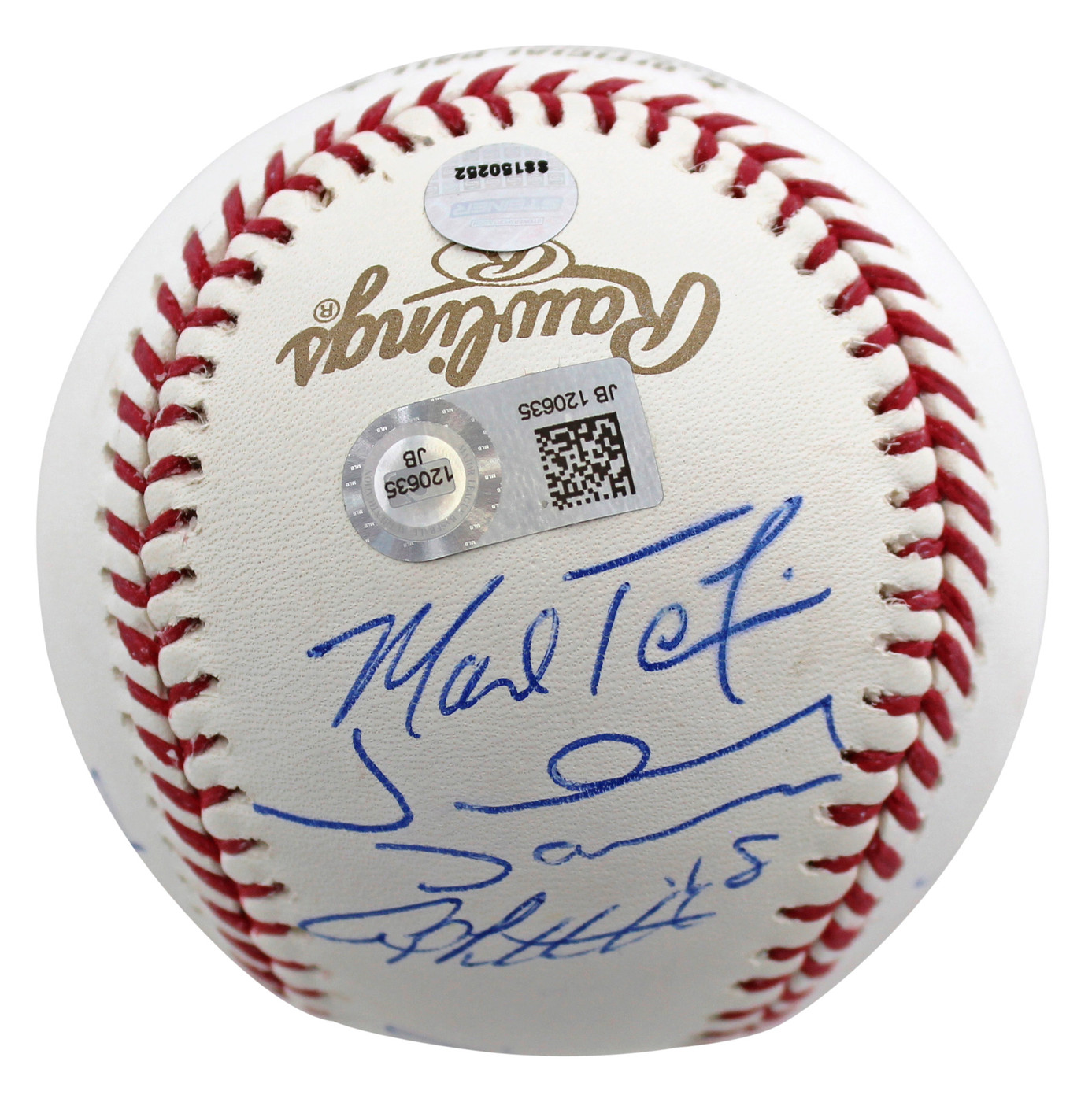 2009 Yankees (9) Jeter Rivera Posada Signed 2009 WS Logo Oml Baseball Steiner 2 Version 1