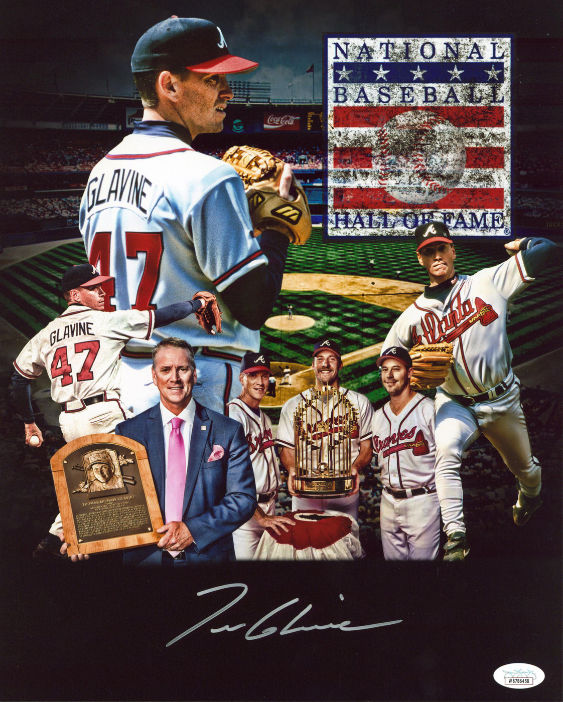 Braves Tom Glavine Authentic Signed 11x14 Collage Photo Autographed JSA Witness