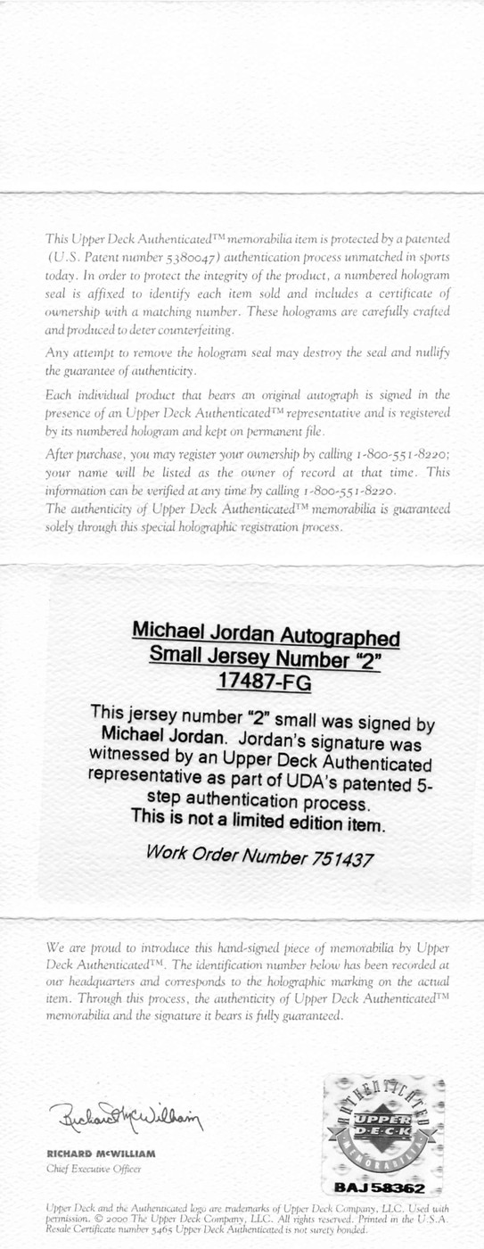 Bulls Michael Jordan Signed 97-98 White Nike HWC Authentic Framed Jersey UDA Version 1