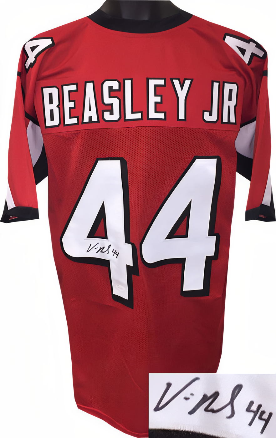 Vic Beasley, Jr. Signed Red Custom Stitched Pro Style Football Jersey #44 Xl Minor Spot  Jsa Witnessed Holo Wp411759