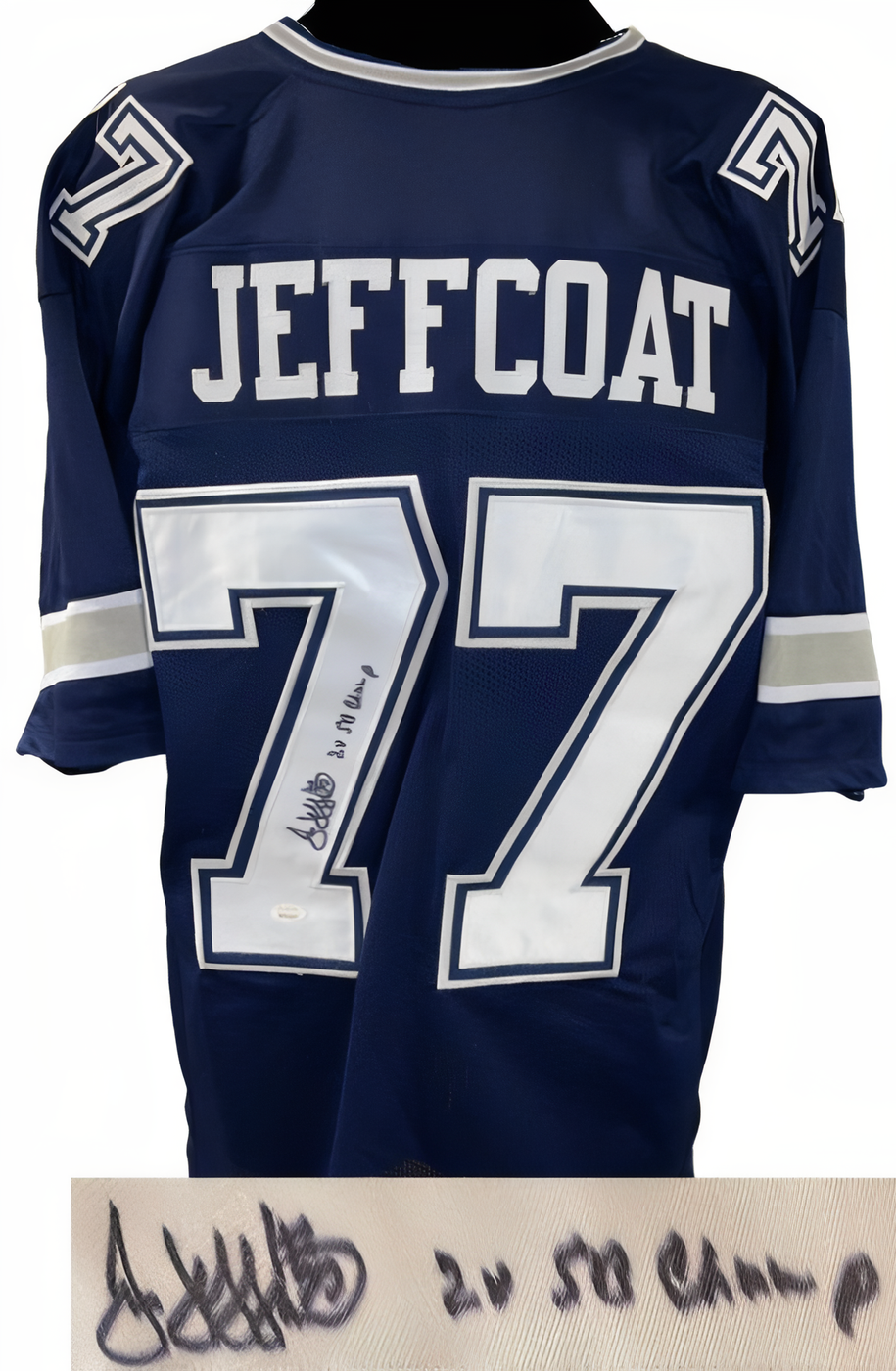 Jim Jeffcoat Signed Navy Custom Stitched Pro Style Football Jersey #77 2 X Sb Champ Xl  Jsa Witnessed