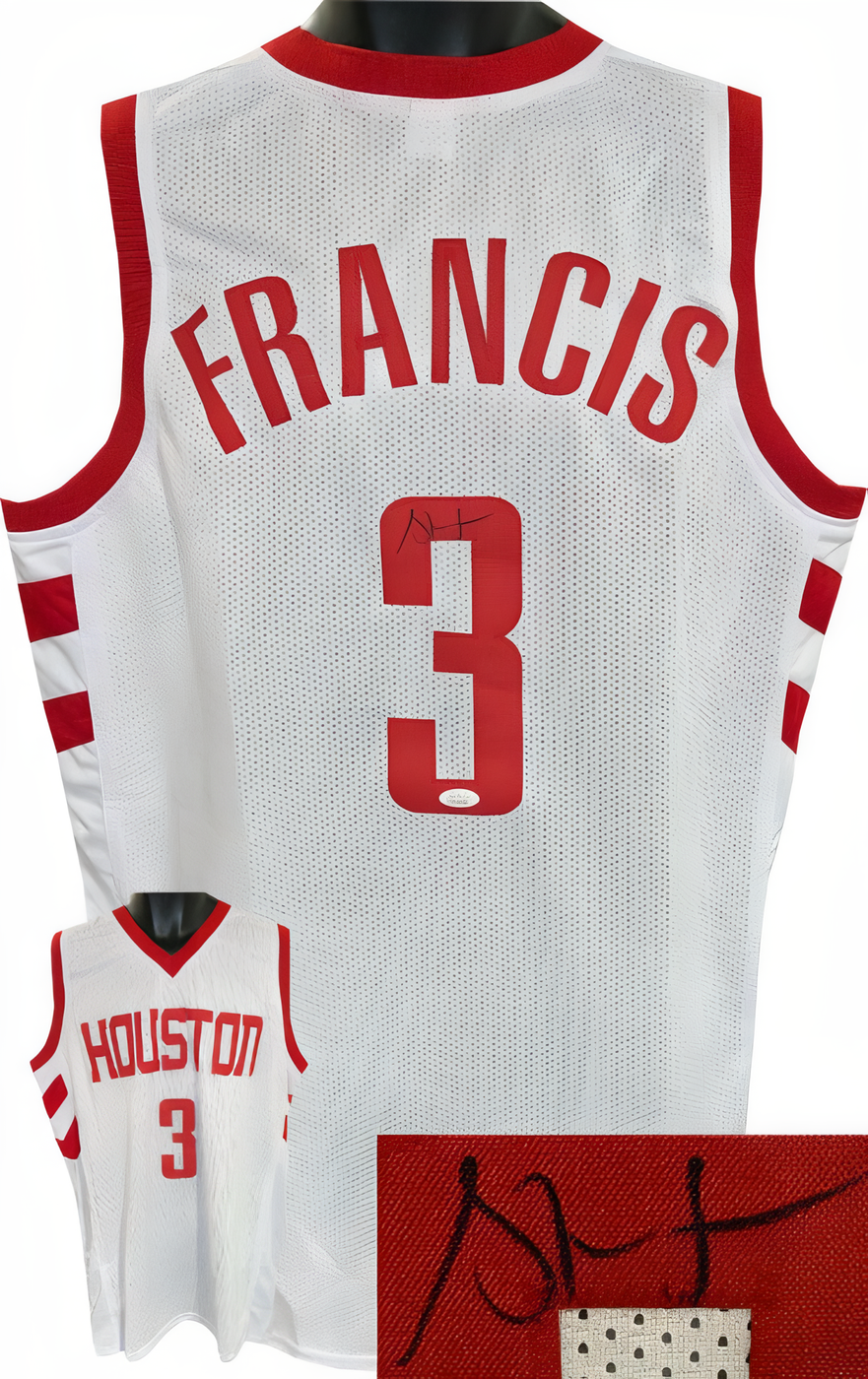 Steve Francis Signed Houston White Custom Stitched Pro Basketball Jersey Xl  Jsa Witnessed