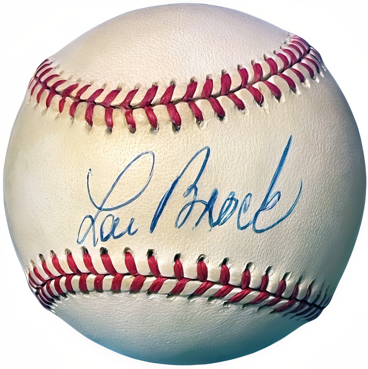 Lou Brock Signed Official Rawlings Ronl National League Baseball Tone Spots  Coa (Cardinals/Hof/6 Xas/2 Xwsc)