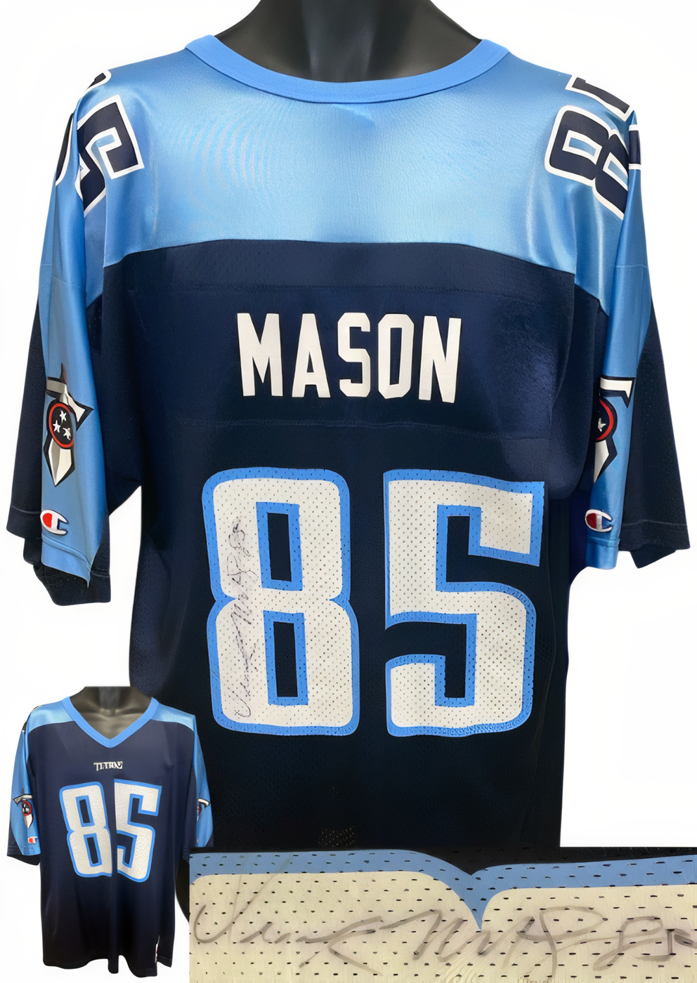 Derrick Mason Signed Tennessee Titans Champion Nfl Rep Jersey #85 L (Imperfect)  Coa