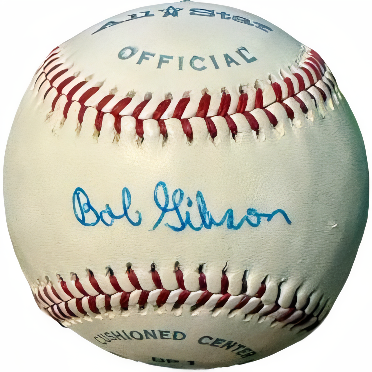 Bob Gibson Signed Official Spalding All Star Baseball Imperfect  Coa (Hof/St. Louis Cardinals)