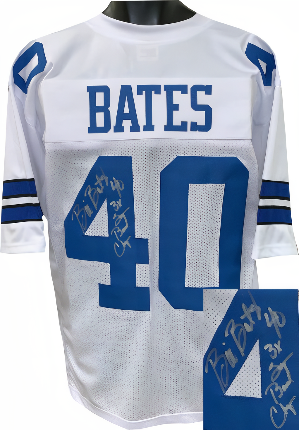 Bill Bates Signed White Custom Stitched Pro Style Football Jersey #40 3 X Super Bowl Champs  Jsa Hologram