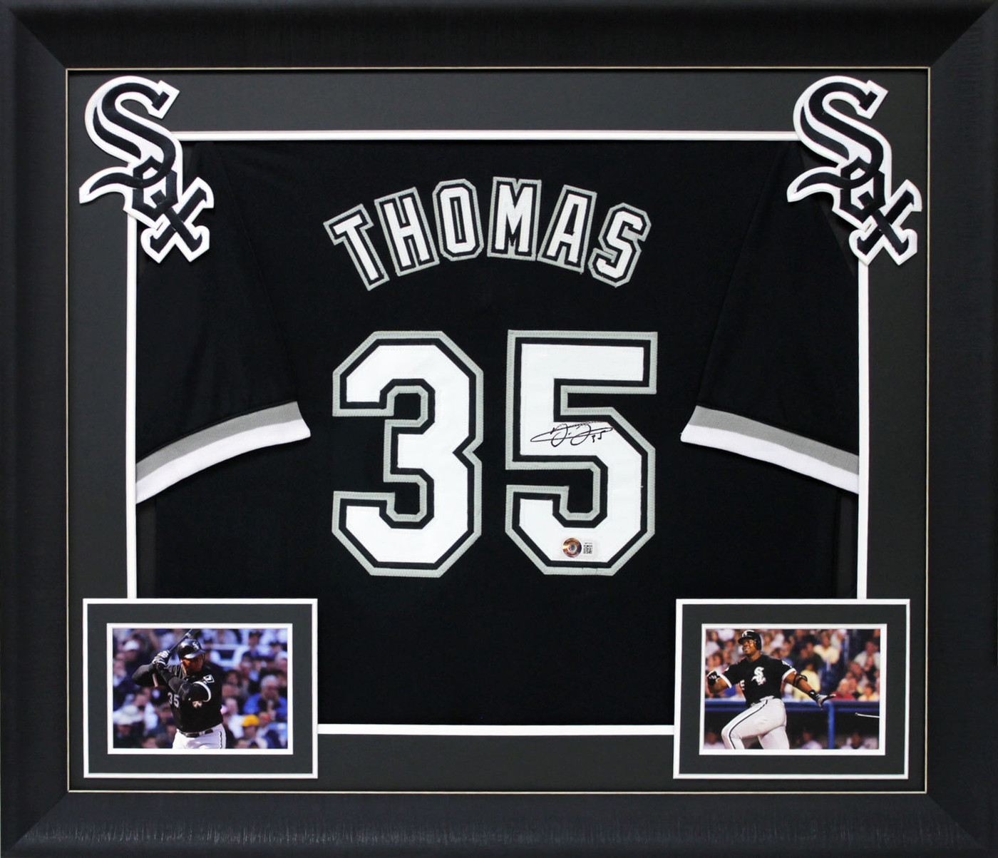 Frank Thomas Authentic Signed Black Pro Style Framed Jersey BAS Witnessed 2