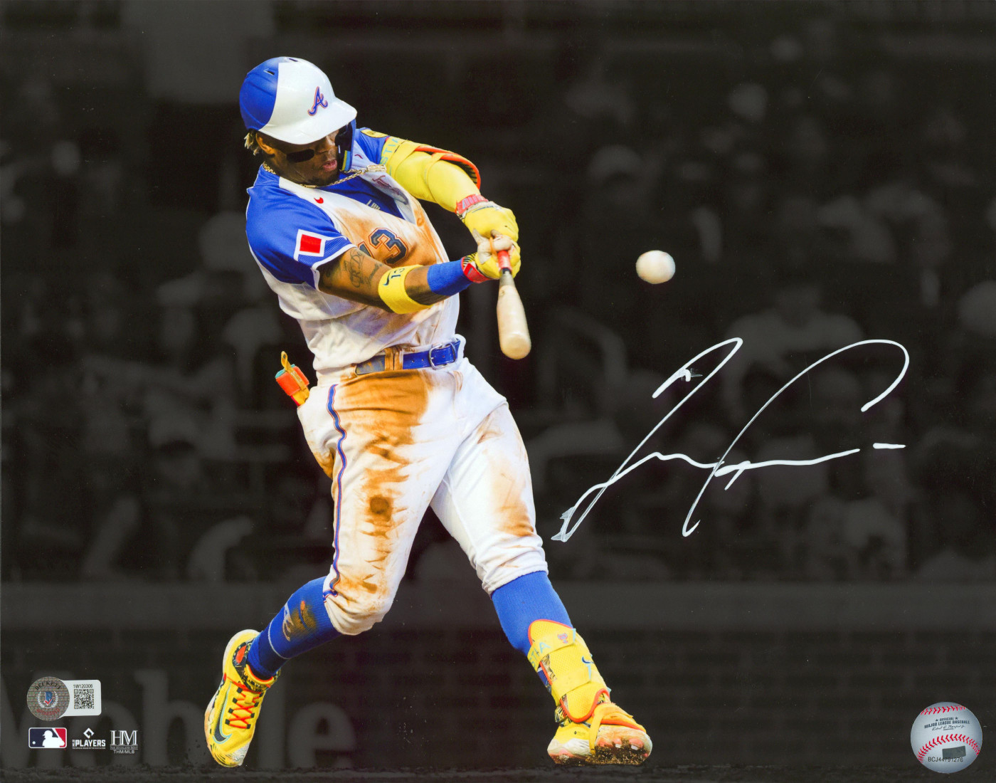 Braves Ronald Acuna Jr. Authentic Signed 11x14 Horizontal Photo BAS #1W120306