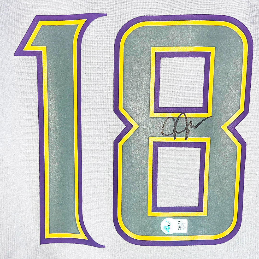 Justin Jefferson Signed Minnesota Nike Authentic Grey Football Jersey (Medium)