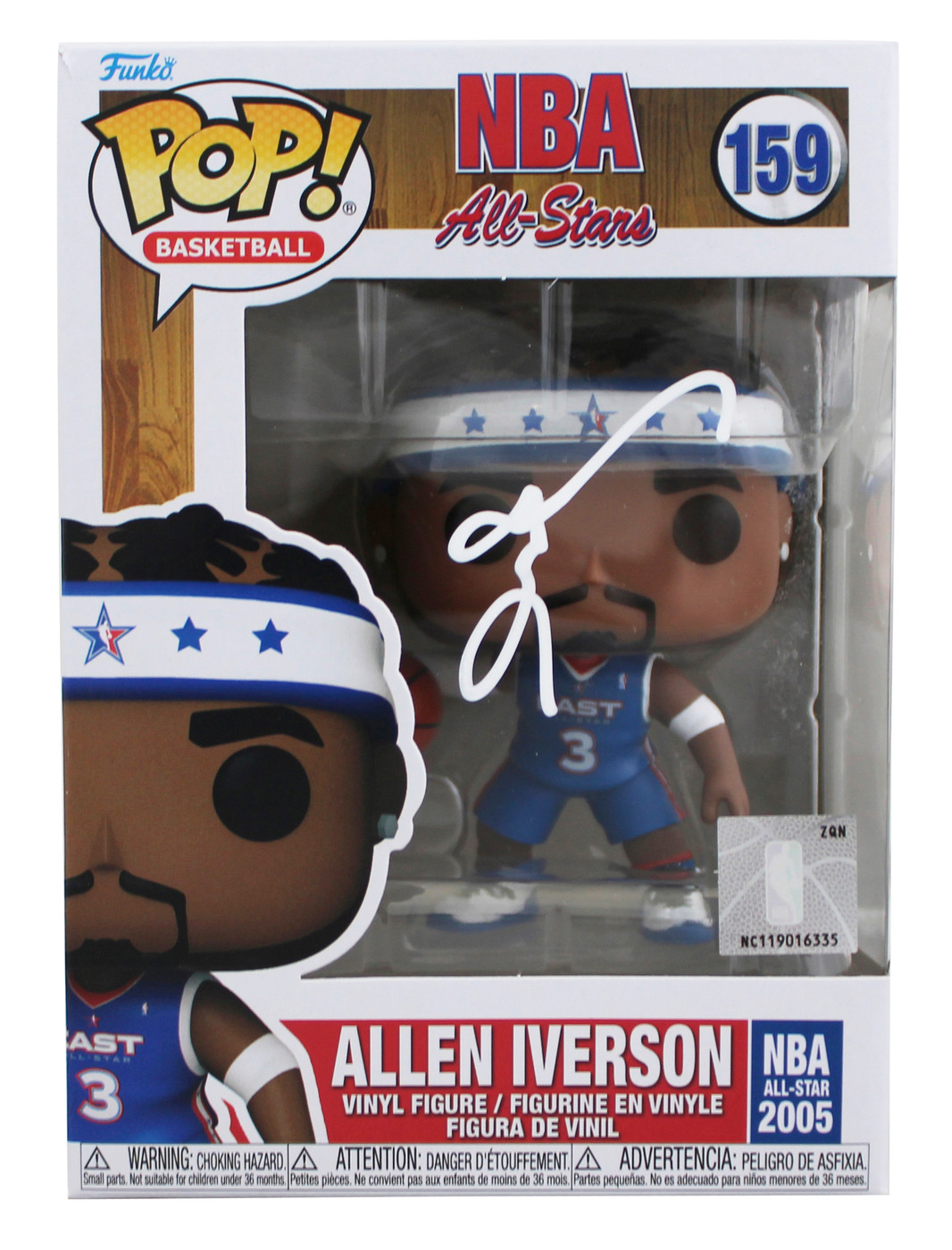 76ers Allen Iverson Signed NBA All-Star #159 Funko Pop Vinyl Figure BAS Witness
