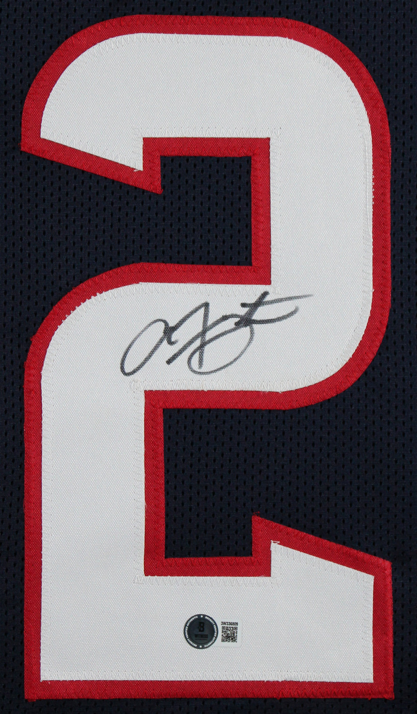 Arian Foster Authentic Signed Navy Blue Pro Style Framed Jersey BAS Witnessed