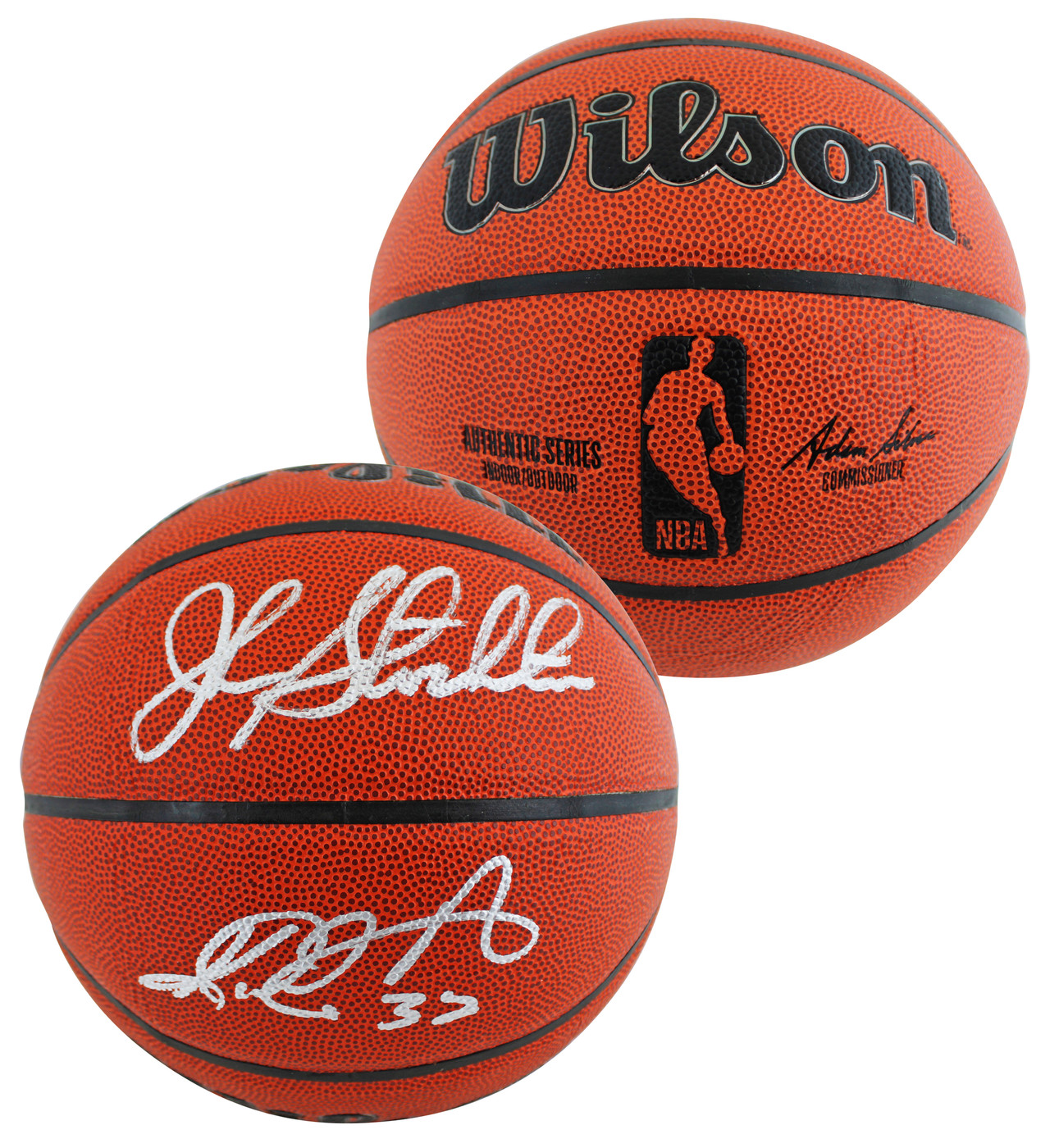 Jazz John Stockton & Karl Malone Signed Wilson Basketball w/ Case