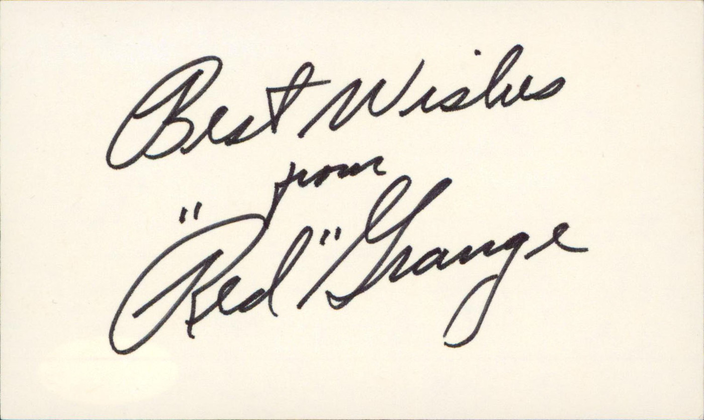 Bears Red Grange "Best Wishes" Authentic Signed 3x5 Index Card JSA #S16595