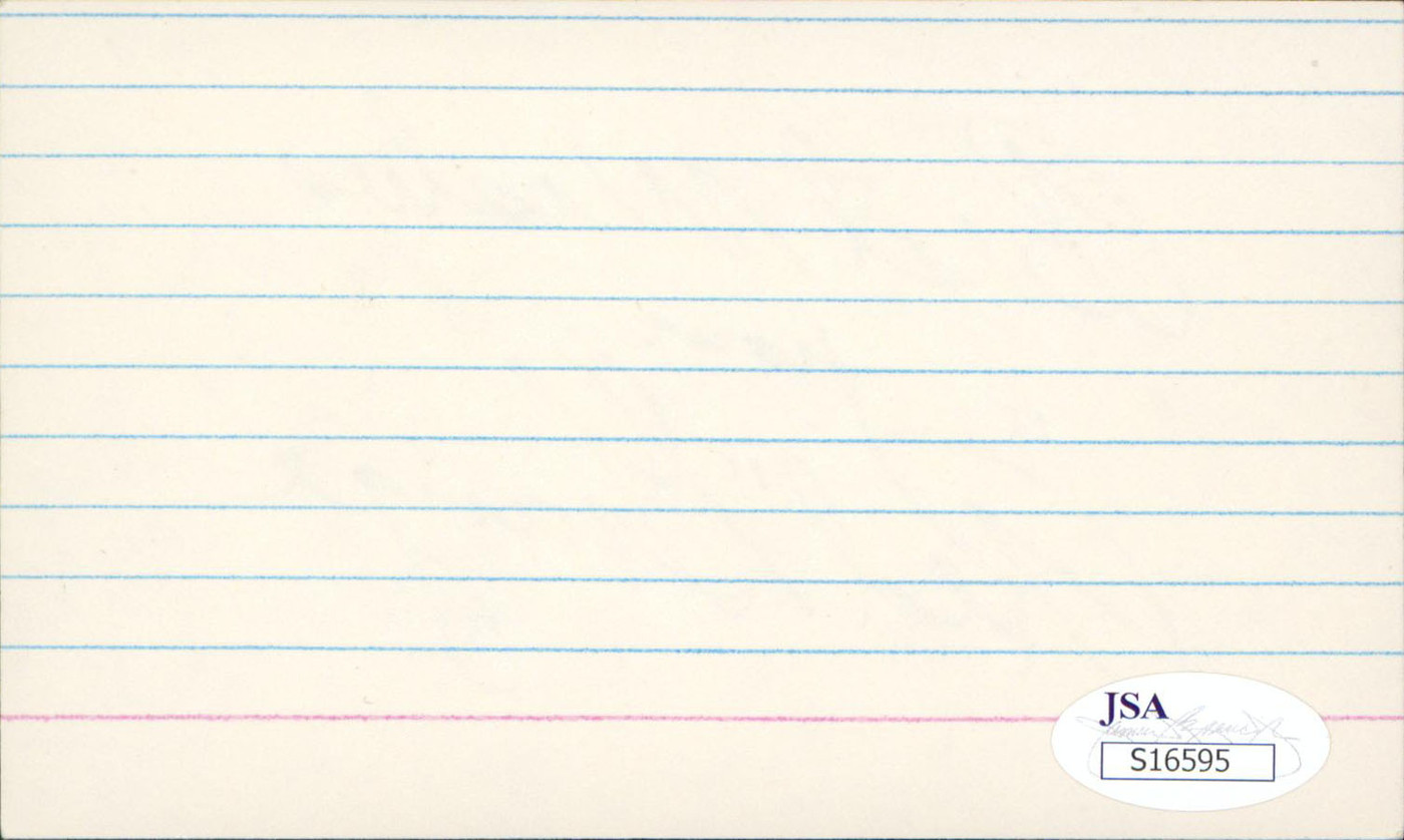 Bears Red Grange "Best Wishes" Authentic Signed 3x5 Index Card JSA #S16595