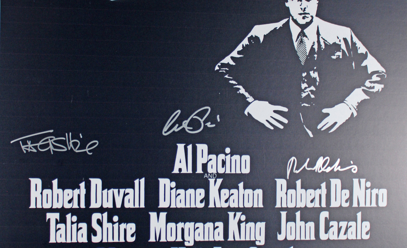 The Godfather (3) Pacino, DeNiro & Shire Signed & Framed 27x40 Poster BAS LOA