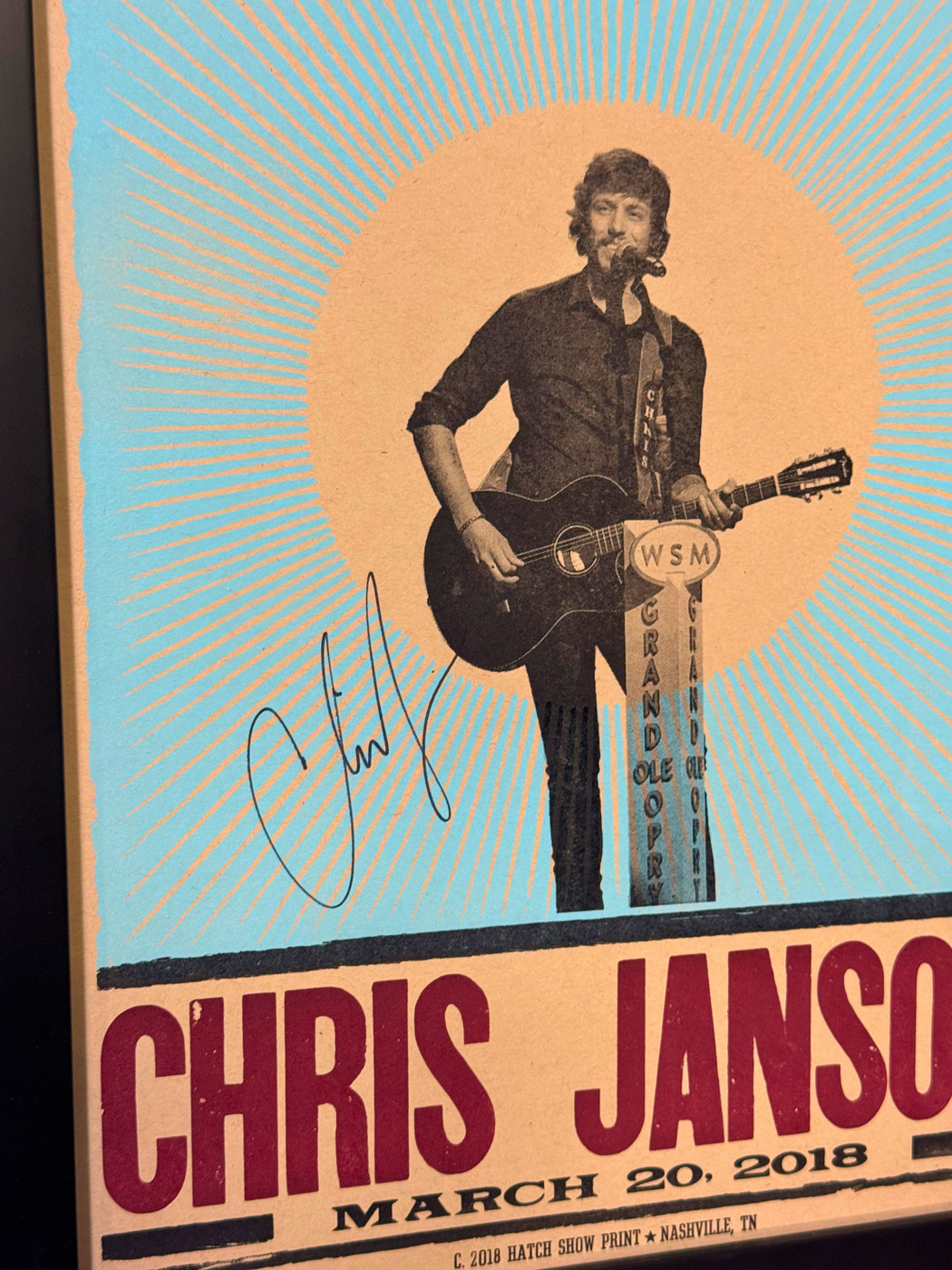 Chris Janson Signed Hatch Show Print Opry Introduction Poster