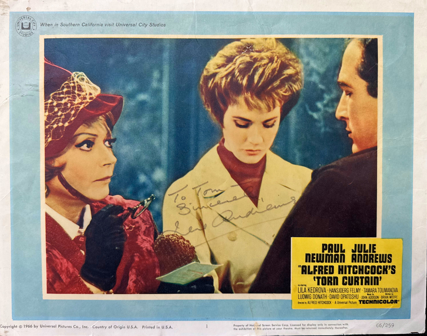 Signed Julie Andrews Photo "Torn Curtain" Movie