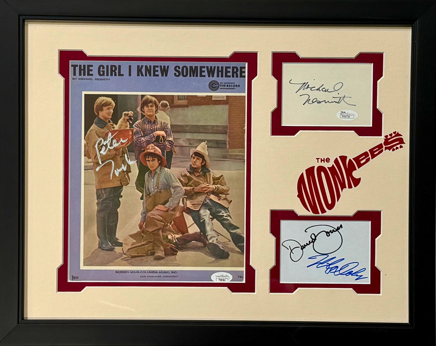 The Monkees Signed Display "The Girl I Knew Somewhere"