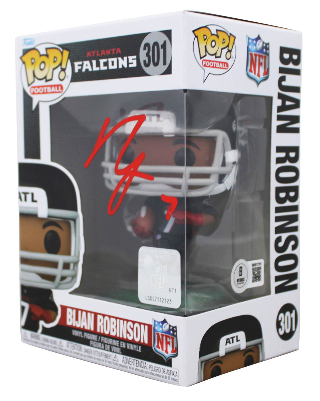 Falcons Bijan Robinson Signed #301 Funko Pop Vinyl Figure BAS Witness #2W911791