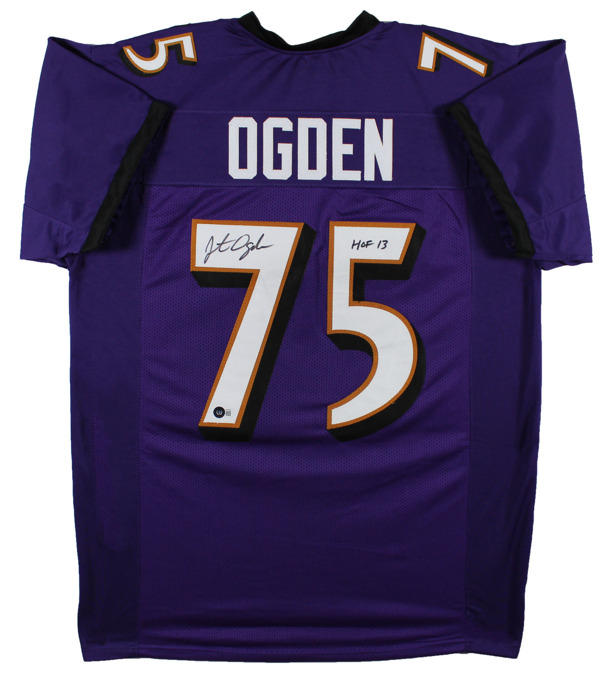 Jonathan Ogden "HOF 13" Authentic Signed Purple Pro Style Jersey BAS Witnessed