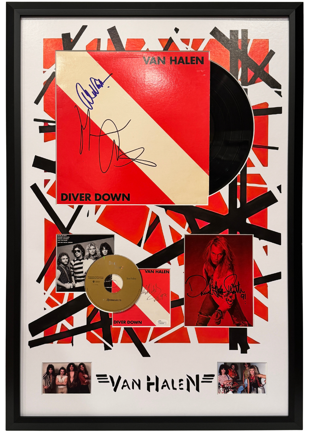 Van Halen Diver Down Multi-Signed Album Display