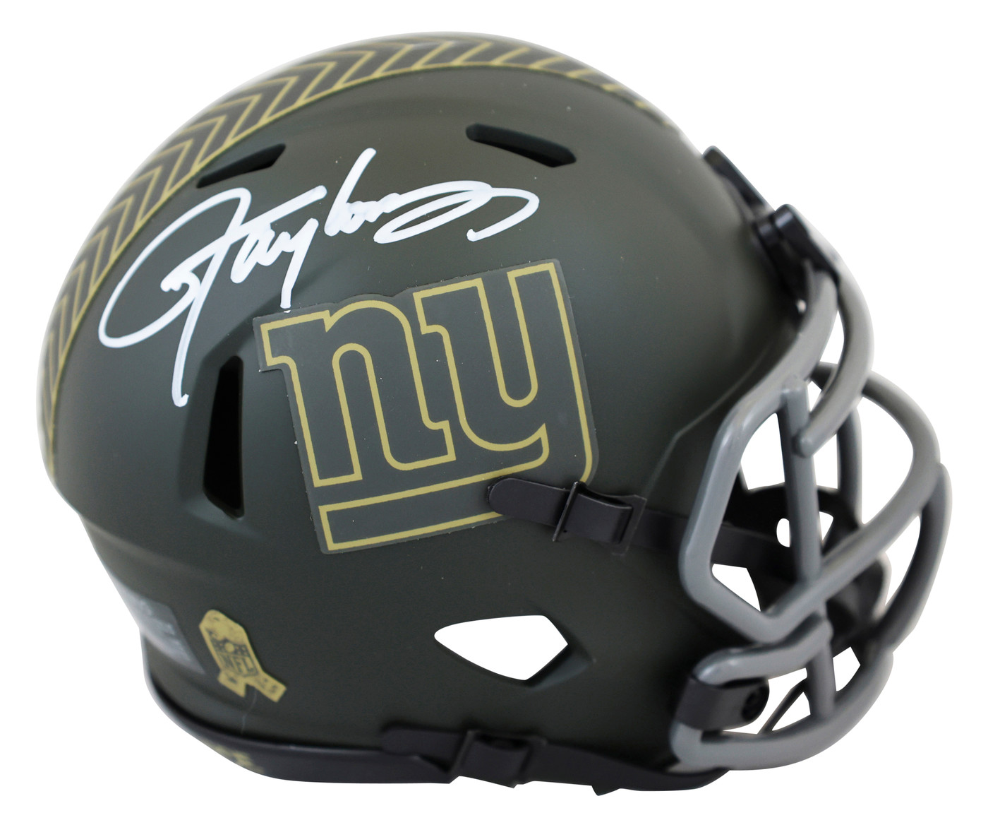 Giants Lawrence Taylor Signed STS IV Speed Mini Helmet W/ Case BAS Witnessed