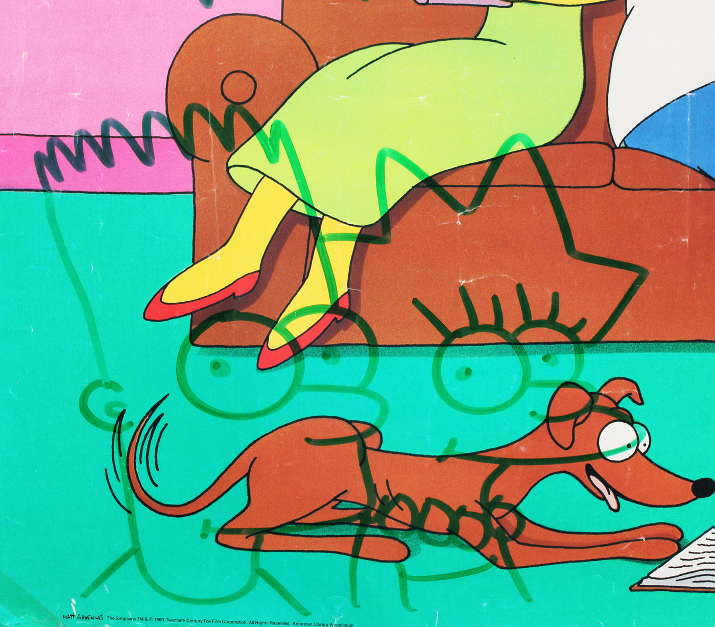 Matt Groening Simpsons Signed 22x31 Poster w/ Bart & Lisa Sketch