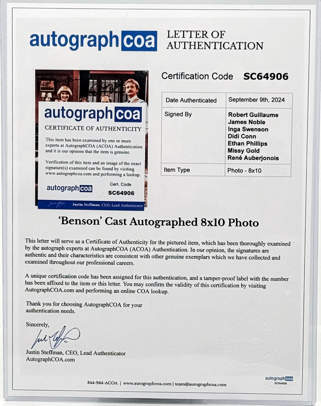 Benson Cast Signed Photo