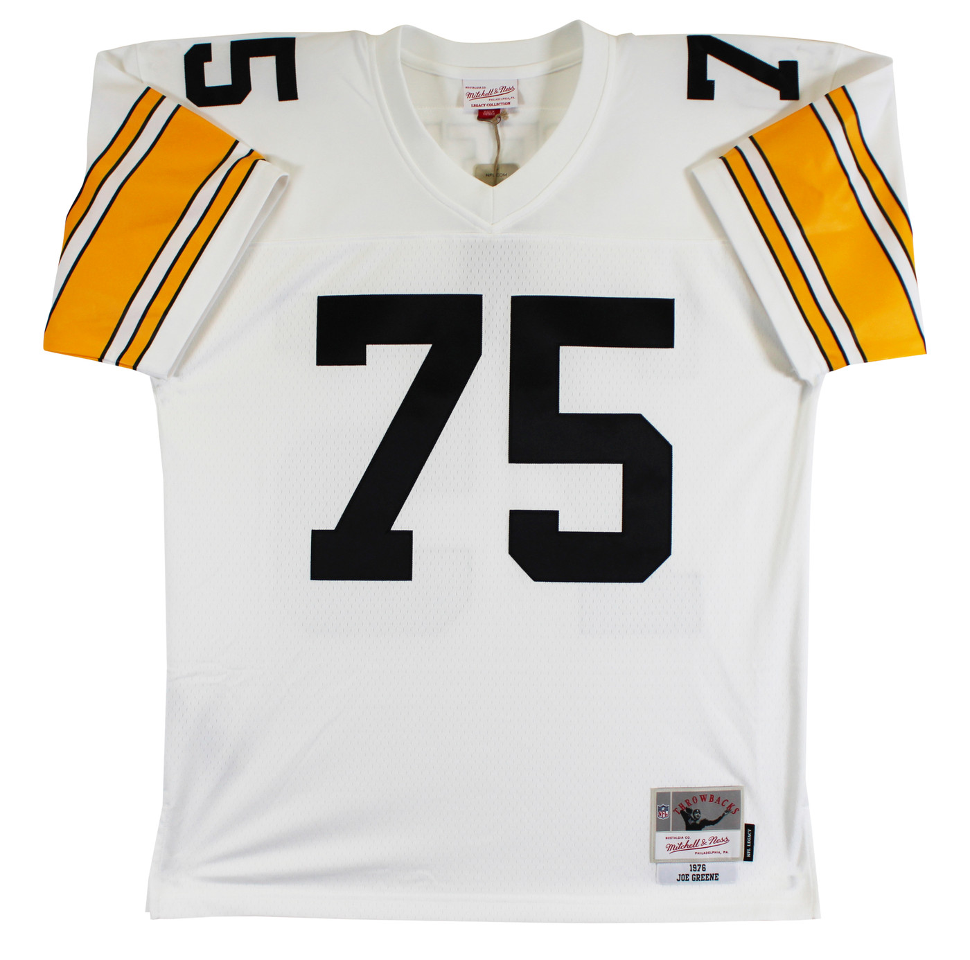 Steelers Joe Greene "Career Stat" Signed White M&N TB Jersey BAS Witnessed