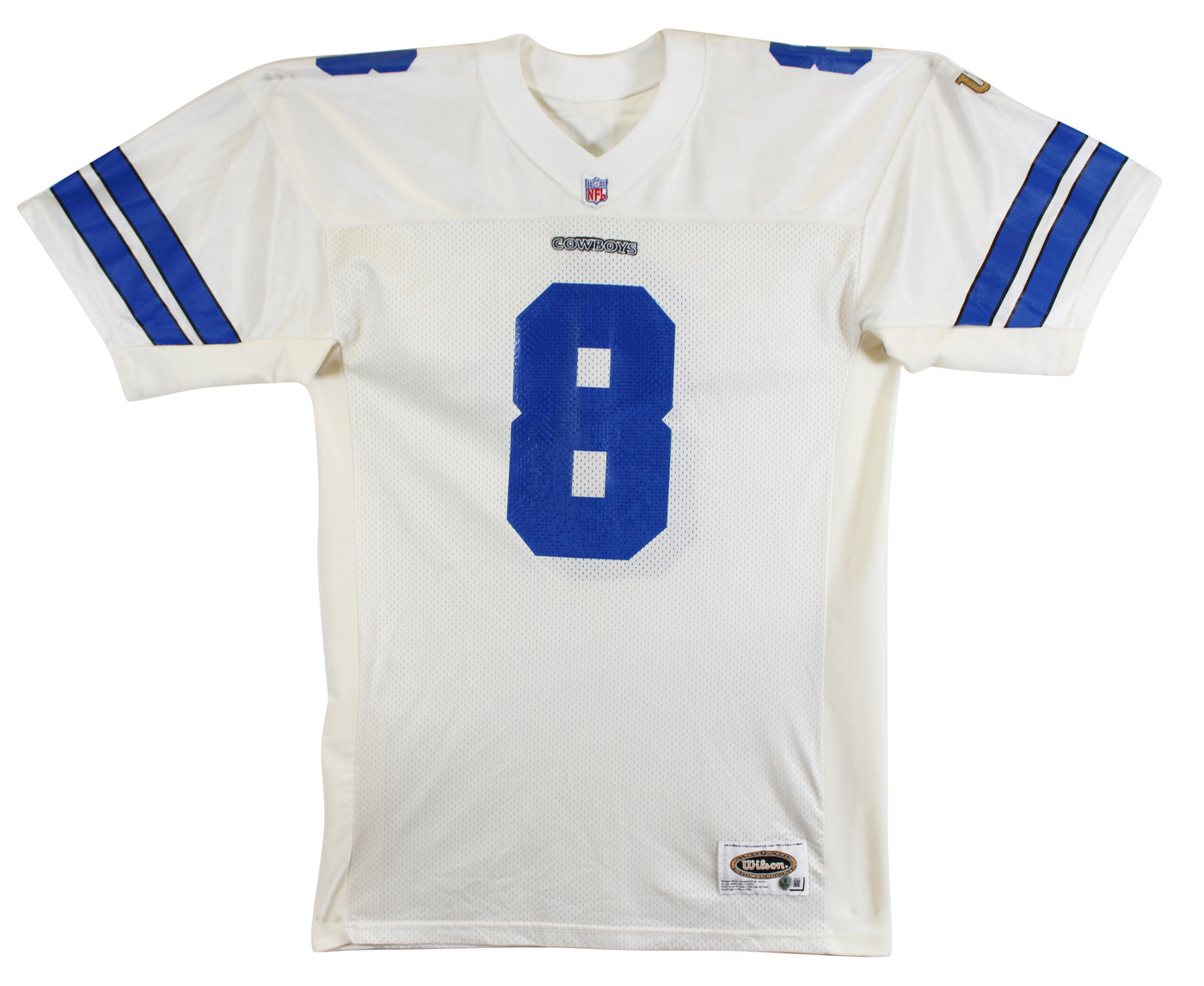 Cowboys Troy Aikman Authentic Signed White Wilson Authentic Jersey BAS #BU55012